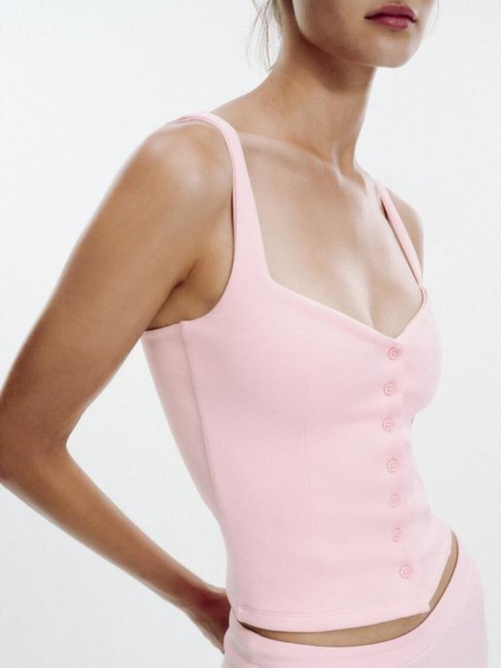 Zara Sweetheart Neckline Buttoned Top Medium NWT